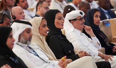 HH Sheikha Moza bint Nasser and HE Sheikha Hind bint Hamad Al Thani